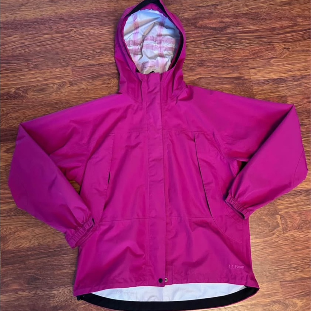 L.L. Bean Fuchsia Hooded Rain Jacket